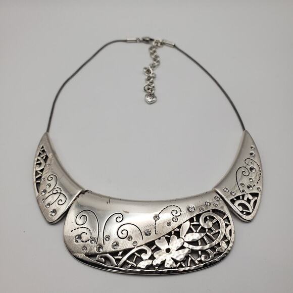 Brighton Flower Collar Statement Crystal Retired Pendant Necklace - Picture 2 of 9